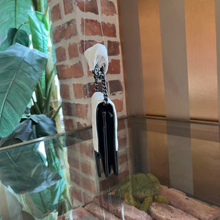 CHANEL Gabrielle Wallet On Chain Black White Quilted Lambskin Crossbody