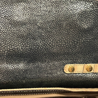 BRAHMIN Brown Vintage Croc Embossed Leather East West Shoulder Bag