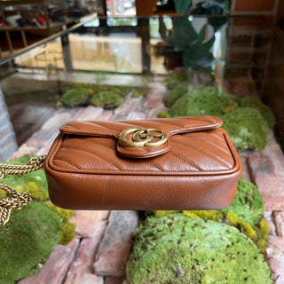 GUCCI GG Marmont Super Mini Azalea Calfskin Leather Crossbody Bag