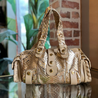 CHLOE Silverado Rose Metallic Python Skin Satchel