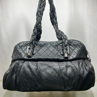 CHANEL Lady Braid Large Black Distressed Lambskin Satchel Bag