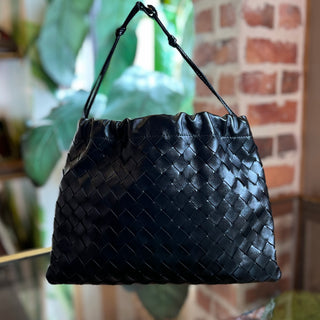 BOTTEGA VENETA Black Intrecciato Shoulder Bag