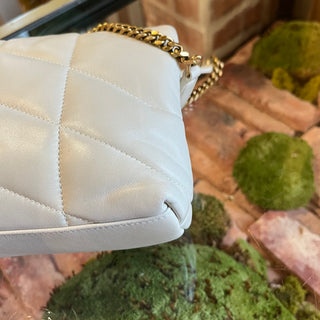 SAINT LAURENT LouLou Small White Puffer Lambskin Leather Shoudler Bag