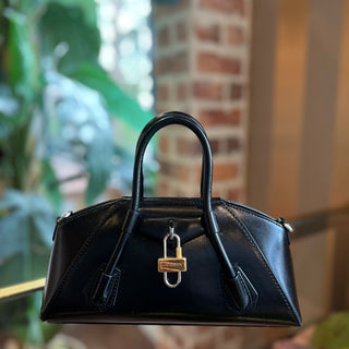 GIVENCHY Black Box Leather Mini Stretch Antigona Top Handle