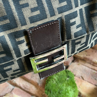 FENDI Baguette Brown FF Zucca Canvas Vintage Shoulder Bag