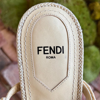 FENDI Woven Raffia Beige First Sandal Heels SZ 39 (US 9)