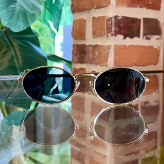 PRADA SPR65Z Oval Pale Gold-Tone Metal Sunglasses