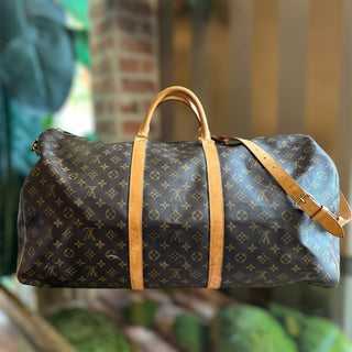 LOUIS VUITTON  Keepall Bandouliere 55 Brown Monogram Canvas Duffle Bag