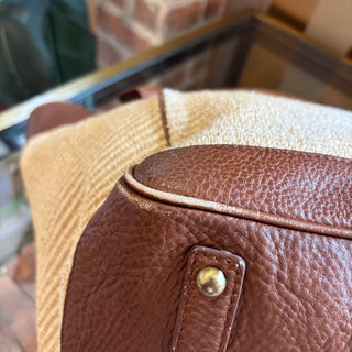 BURBERRY Leather-Trimmed Straw Tote