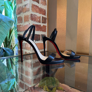 LOUBOUTIN Black Leather Strappy Heels SZ 39.5 (US SZ 9.5)