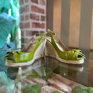 VALENTINO Green Bow Patent Leather Espadrilles SZ 36 (US 6)