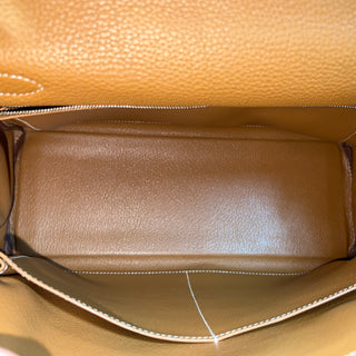 HERMES Kelly 32 Gold Togo Leather Top Handle Bag