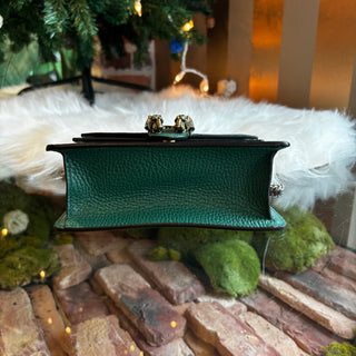 GUCCI Dollar Calfskin Crystal Mini Dionysus Top Handle Bag Emerald