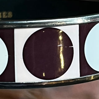 HERMES Wide Black Rim Deco Dot Print Enamel Bangle