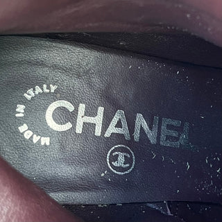 CHANEL CC Burgundy Leather Booties SZ 36.5 (US 6.5)
