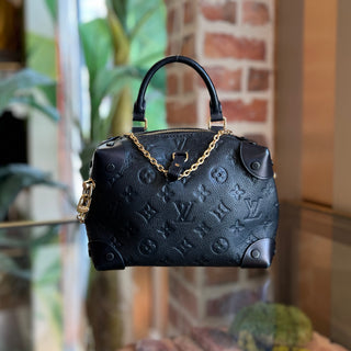 LOUIS VUITTON Petite Malle Souple Black Monogram Empreinte Leather Top Handle Bag