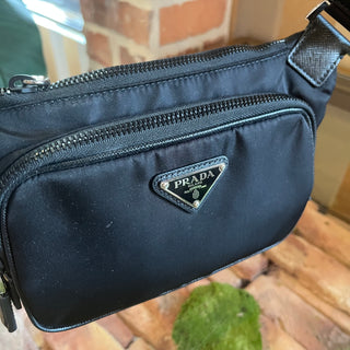 PRADA Black Nylon Belt Bag