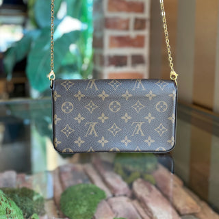 LOUIS VUITTON Felicie Pochette Brown Monogram Canvas Crossbody