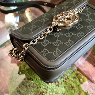 GUCCI Go Small Forest Green Canvas Shoulder Bag