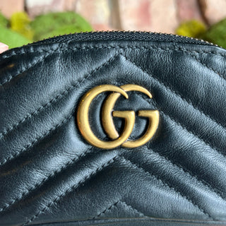 GUCCI Black Chevron Marmont Small Pouch