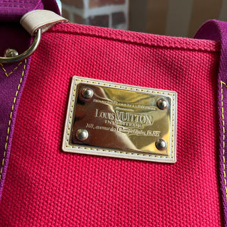 LOUIS VUITTON Antigua Cabas MM Rouge Toile Canvas Tote Bag