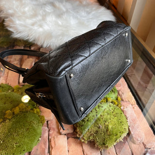 CHANEL On The Road Black Quilted Glazed Leather Tote Bag