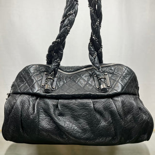 CHANEL Lady Braid Large Black Distressed Lambskin Satchel Bag