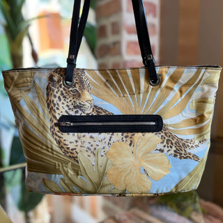 FERRAGAMO VINTAGE JUNGLE PRINT NYLON TOTE TS3156