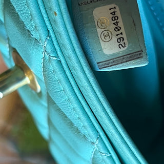 CHANEL Mini Blue Quilted Calfskin Leather Top Handle Bag