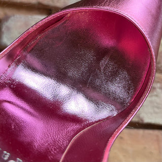 LOUBOUTIN Hot Chick Pink Metallic Leather Heels SZ 38.5 (US 8.5)