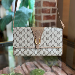 GUCCI GG Beige Canvas Vintage Crossbody Bag