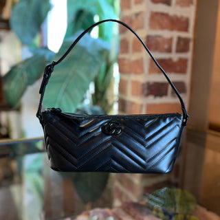 GUCCI Marmont Boat Black on Black Calfskin Shoulder Bag