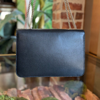 GUCCI Medium Black Interlocking G Dollar Calfskin Leather Shoulder Bag