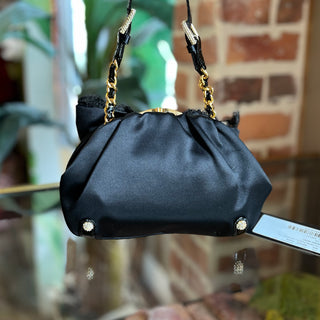 DOLCE&GABBANA Borsa Da Sera Pizzo Black Satin Evening Bag