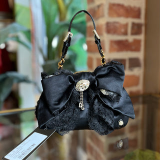 DOLCE&GABBANA Borsa Da Sera Pizzo Black Satin Evening Bag