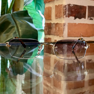MIU MIU SMUB50 Gold-Tone Metal Rectangle Sunglasses
