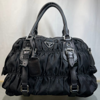 PRADA Gaufre Black Tessuto Nylon Satchel Bag