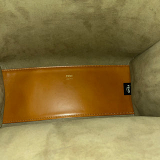 FENDI Sunshine Shopper Medium Brown Smooth Calfskin Embossed Leather Tote
