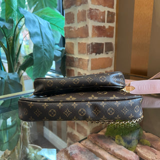 LOUIS VUITTON Multi Pochette Accessories Rose Clair Brown Monogram Coated Canvas Crossbody Bag