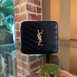 SAINT LAURENT Cassandre Matelassé Black Grain De Poudre Leather Wallet