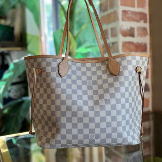 LOUIS VUITTON Neverfull MM Damier Azur Canvas Tote Bag