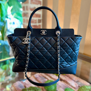 CHANEL Be CC Large Black Quilted Caviar Leather Tote ADI1133