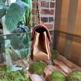 CHANEL East West Flap Brown Lambskin Wave Stitch Shoulder bag