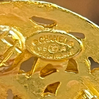 CHANEL Gold Tone Paisley Tear Drop Clip On Earrings