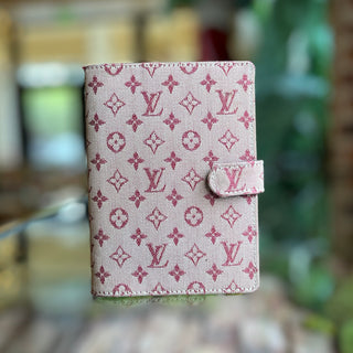 LOUIS VUITTON Small Mini Lin Red Canvas Ring Agenda Cover