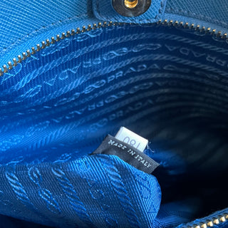 PRADA Double Zip Jeux Blue Lux Saffiano Leather Tote Bag
