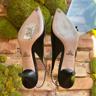 PRADA Black Leather Slingback Heels SZ 35.5 (US 5.5)
