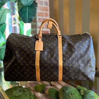 LOUIS VUITTON Keepall 60 Brown Monogram Canvas Vintage Duffle Bag TS3901