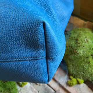 PRADA Blue Vitello Daino Leather Tote