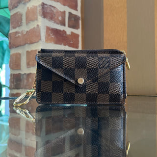 LOUIS VUITTON Damier Ebene w/ Red Card Holder